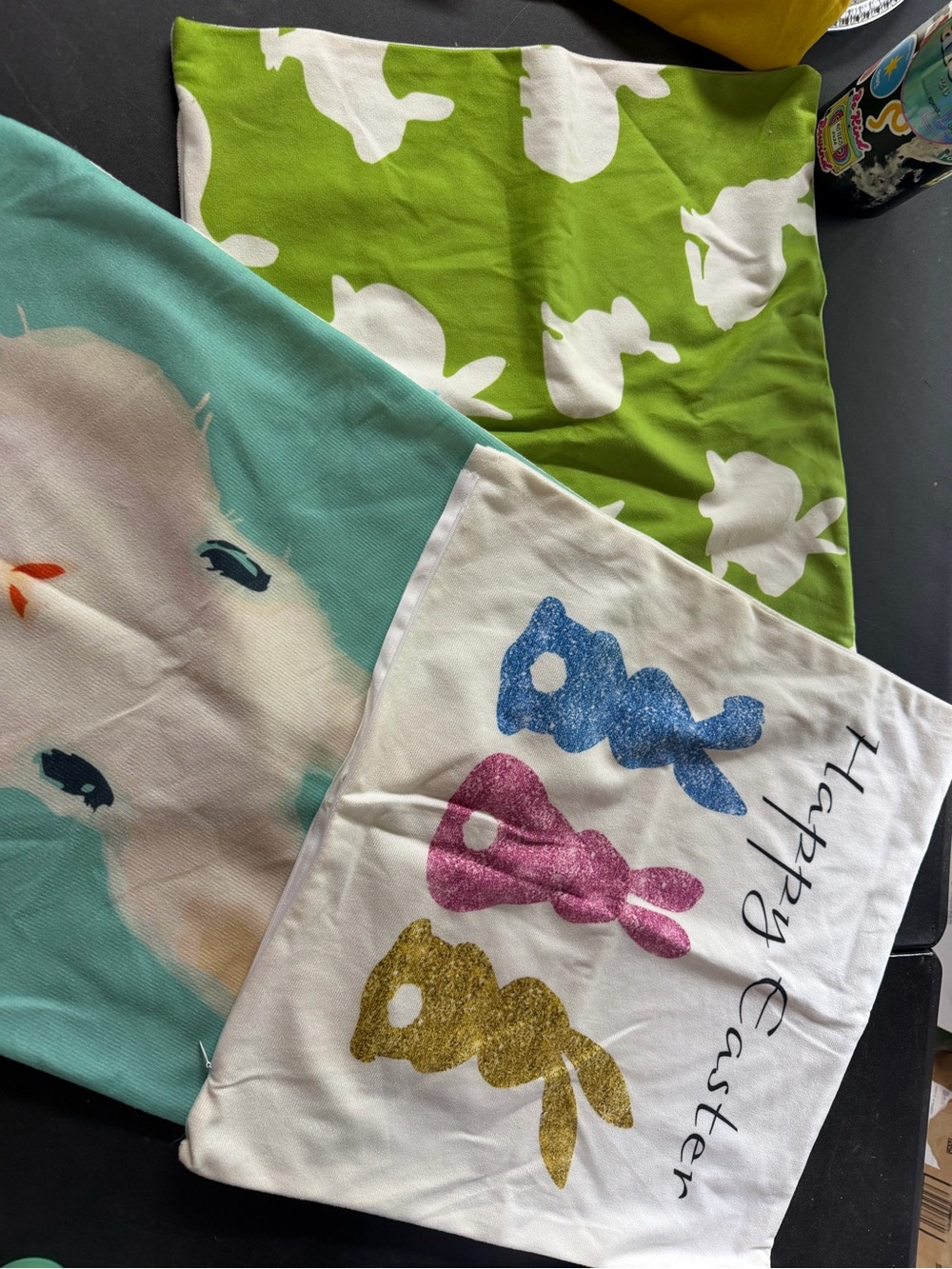 (Sale $5) Easter accent pillow covers set of 3- White, Green, Teal